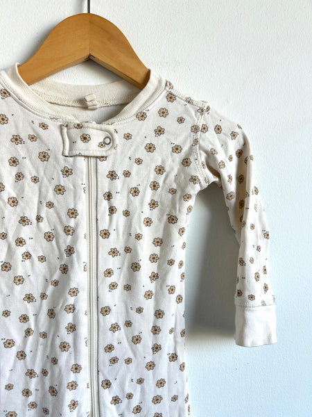 Quincy Mae Cream Daisy Zip Romper • 18-24 monrhs