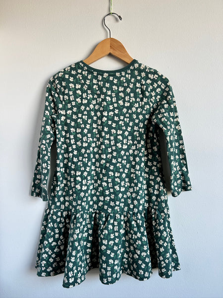 John Lewis Long Sleeve Green Floral Dress • 6-7 years
