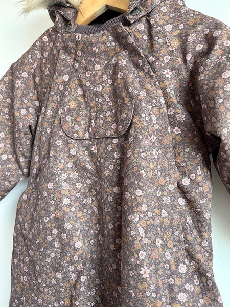 Wheat Kids Brown, Purple, and Pink Floral Nickie Snowsuit • 2-3 years