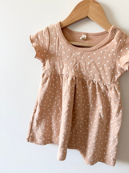 Quincy Mae Peach Polka Dot Short Sleeve Dress • 18-24 months