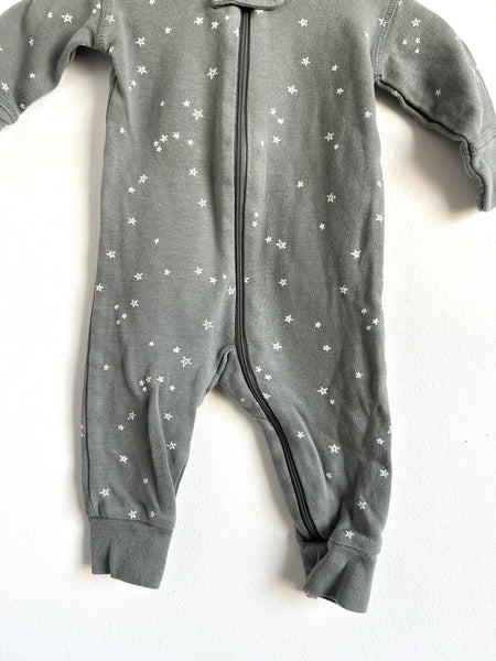 Quincy Mae Teal/Grey Star Romper • 0-3 months