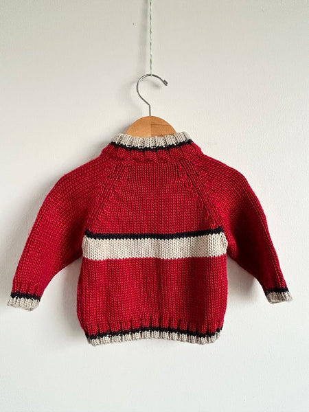 Vintage Baby World Red Wool Blend Knit 1/4 Zip Knit Sweater • 6-18 months