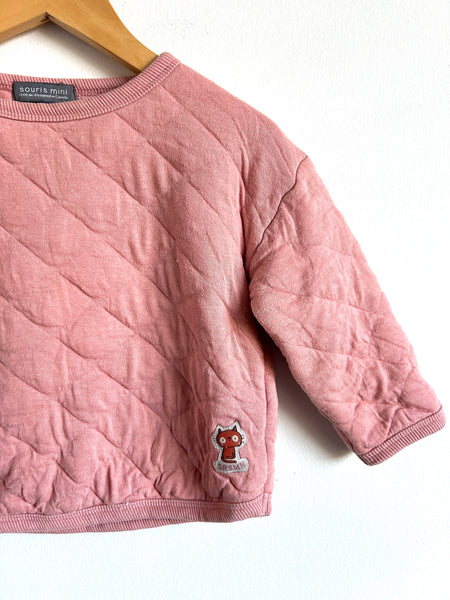 Souris Mini Pink Quilted Crew Neck • 18-24 months