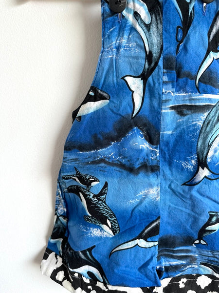Vintage Just Kid'n Orca Shortalls • 12-18 months