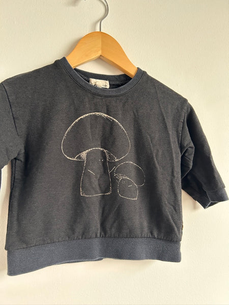 Greige Black Mushroom Bamboo Blend Crewneck • 18-24 months
