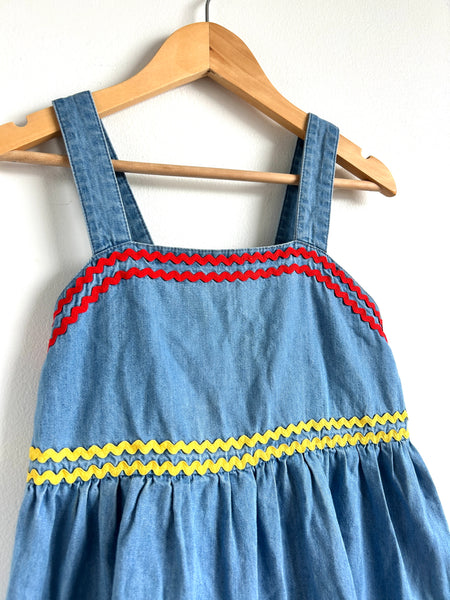 Mini Boden Tank Dress Chambray with Rick Rack • 8-10 years