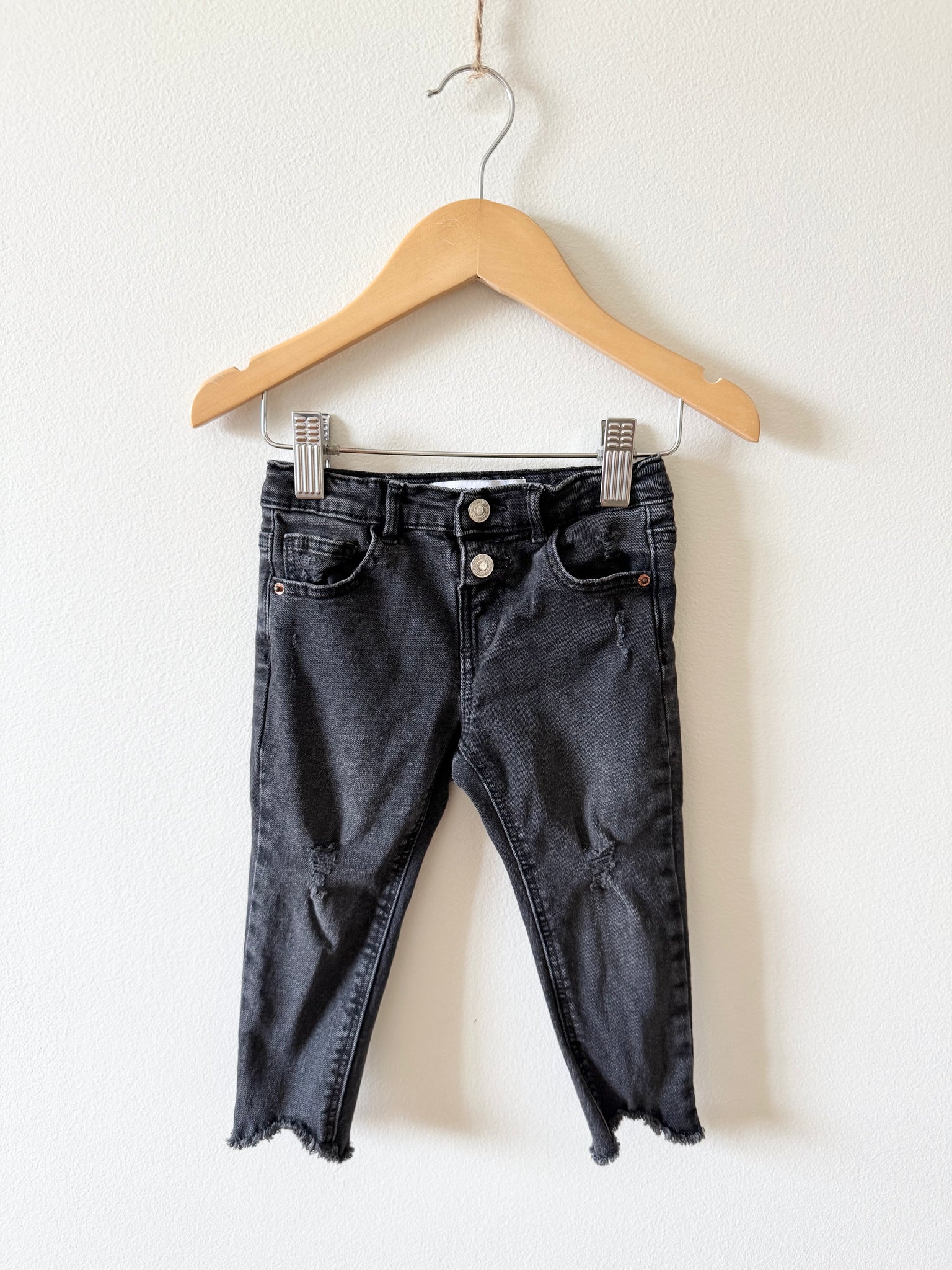 Zara Black Distressed Denim Pants • 12-18 months