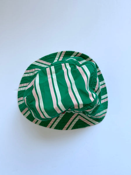 The Animals Observatory Green Striped Bucket Hat • 6-12 years