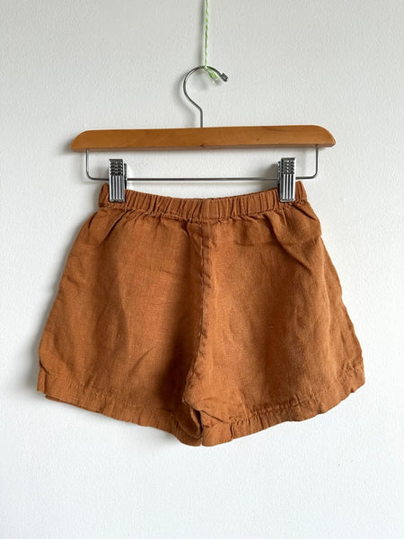 Red Creek Brown Linen Shorts • 5-6 years