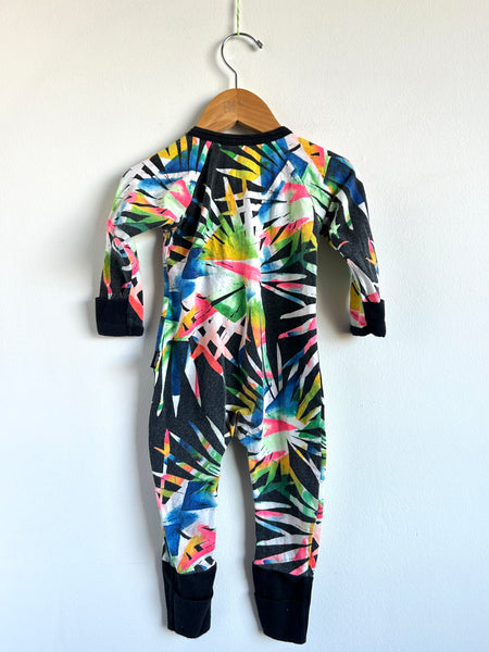 Bonds Black and Multi Coloured Print Zip Romper • 6-12 months