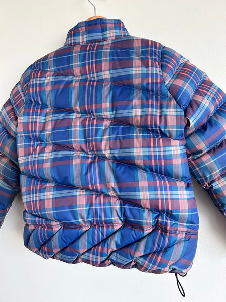 Patagonia Blue Plaid Puffer Jacket • 4-6 years