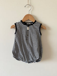 Turtledove Short Sleeve Striped Romper • 6-12 months