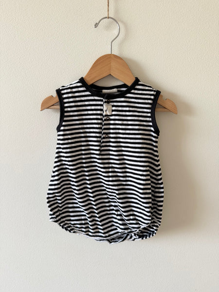 Turtledove Short Sleeve Striped Romper • 6-12 months