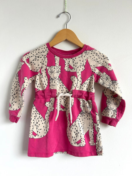 Mini Rodini Pink Leopard Long Sleeve Dress • 2-3 years