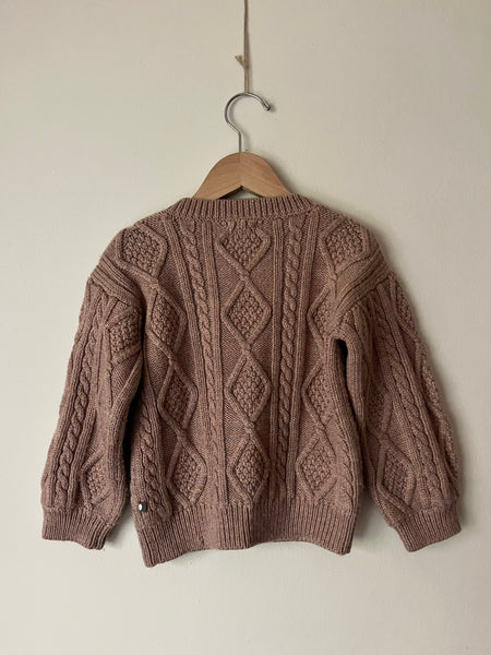 Oeuf Pink Cable Knit Wool Sweater • 3-5 years