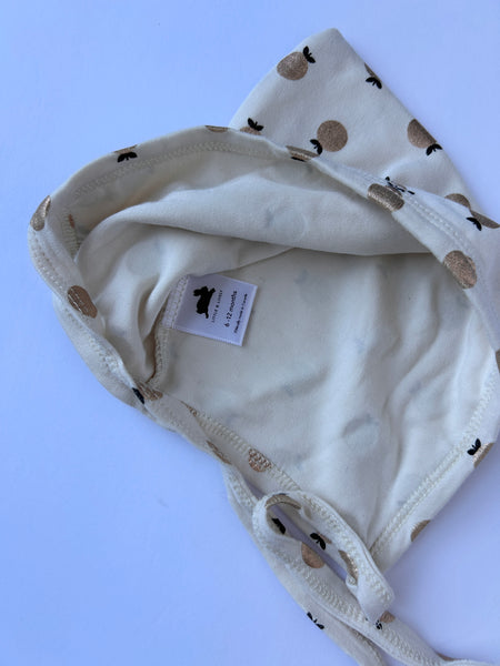 Little and Lively White Pixie Bonnet with Gold Apples • 6-12 months