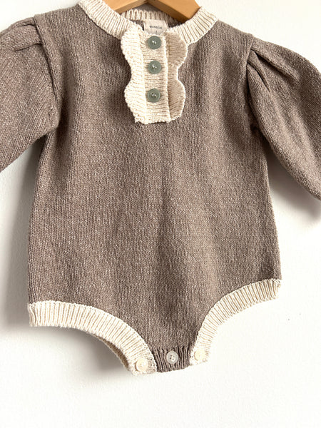 Monbebe Knit Brown Romper • 6-12 months (small)