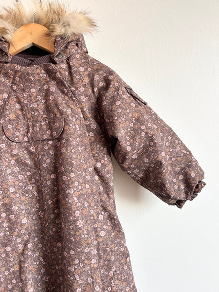 Wheat Kids Brown, Purple, and Pink Floral Nickie Snowsuit • 2-3 years
