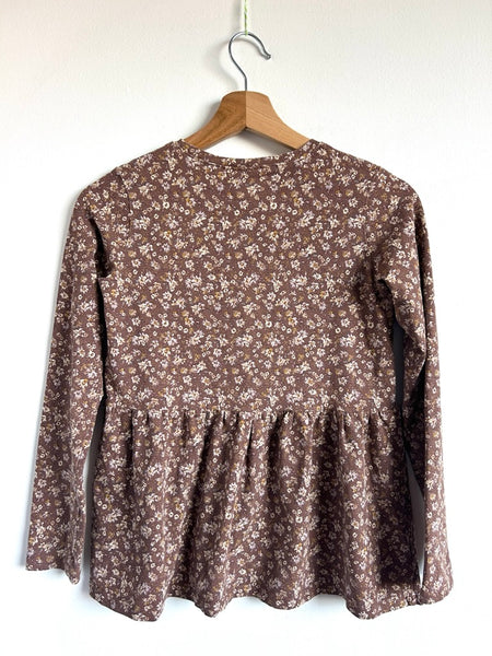 Wheat Brown Floral Peplum Top • 11-13 years