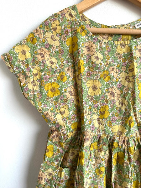 Petits Vilains Yellow Floral Cotton Short Sleeve Dress • 4-5 years
