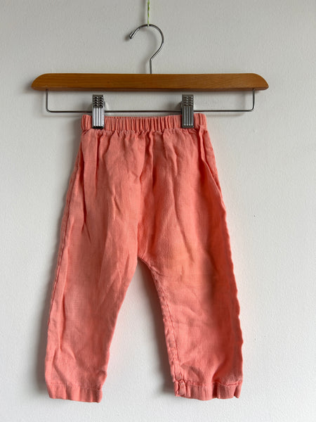 Red Creek Linen Pink Drop Crotch Pants • 1-2 years