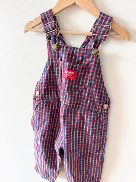 Vintage OshKosh Plaid Overalls • 18 months