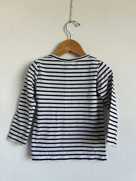 Bonds White and Black Stripe Long Sleeve • 18-24 months