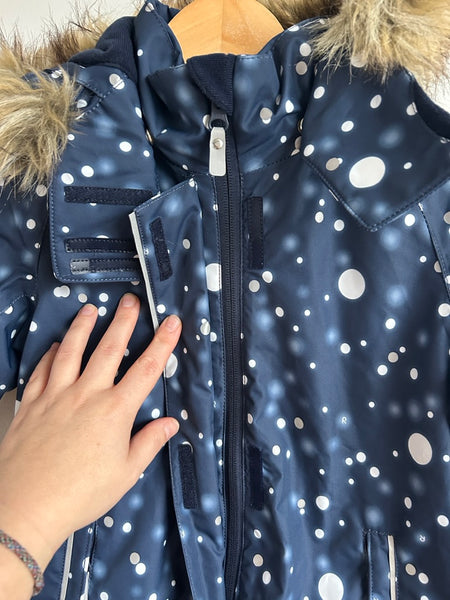 NEW Reima Blue and White with Faux Fur on Hood Snowsuit • 4 years (104cm)
