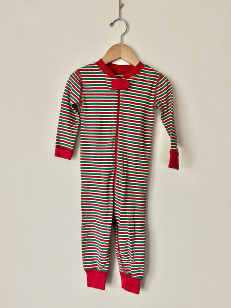 Hanna Andersson Green and Red Striped Sleeper • 2 years