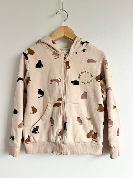 Liewood Cream Cat Zip Up Hoodie • 6-8 years