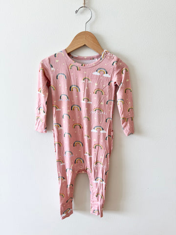 NEW Posh Peanut Pink Rainbow Ruffle Butt Romper • 12-18 months