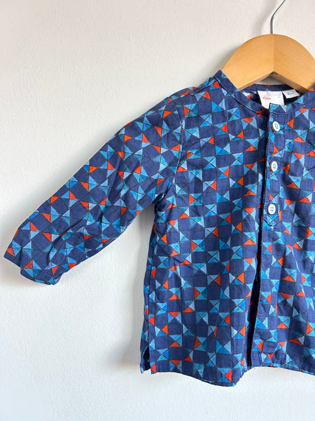 Oso and Me Button Up Blue Cotton Shirt • 6-12 months