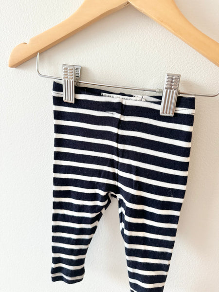 Simply Merino Black Striped Leggings • 3-6 months