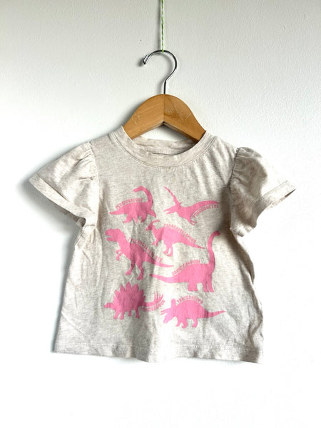 Gap Cream and Pink Dino T-Shirt • 2 years