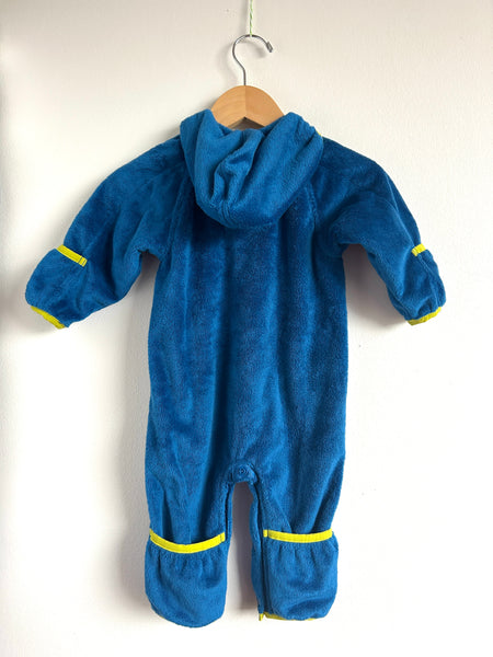 The North Face Blue and Green Fuzzy Bunting Suit • 3-6 months