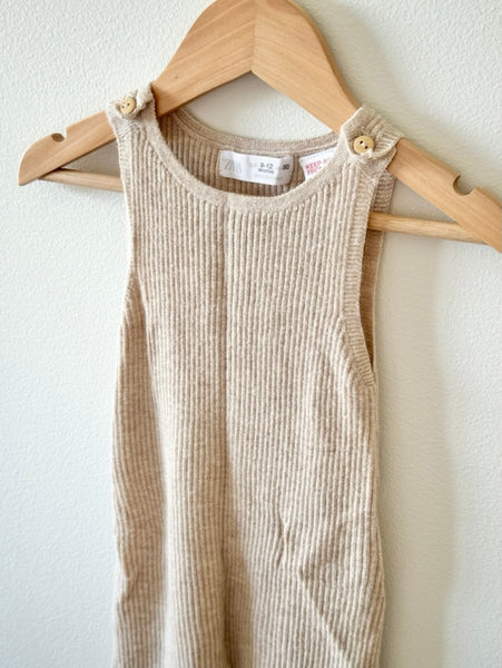 Zara Wool Blend Knit Cream Overalls • 6-12 months