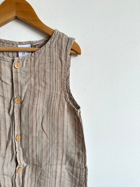Zara Brown and Tan Striped Tank Romper • 3-4 years
