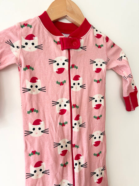 Hanna Andersson Pink Santa Cats Romper • 12-18 months *