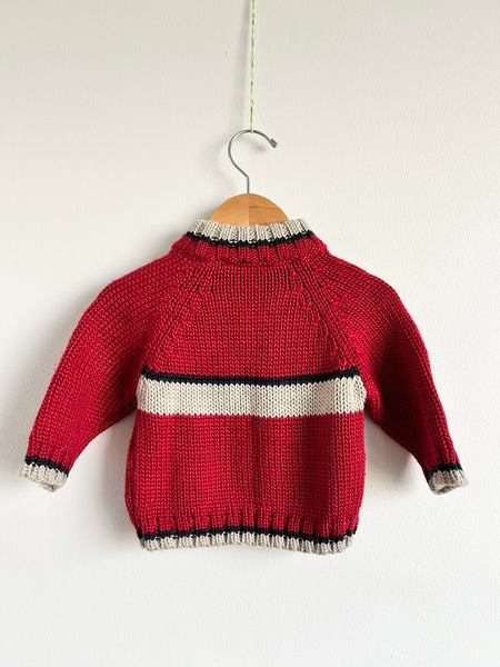 Vintage Baby World Red Wool Blend Knit 1/4 Zip Knit Sweater • 6-18 months