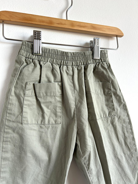Zara Green Cotton Elastic Waist Pants • 6-12 months