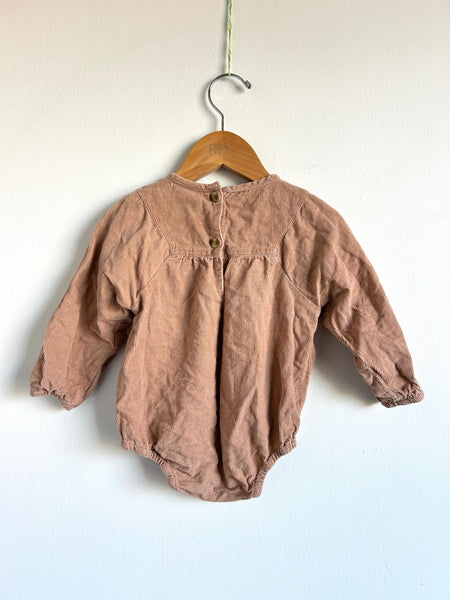 Wynken Blush Corduroy Long Sleeve Bubble Romper • 9-18 months