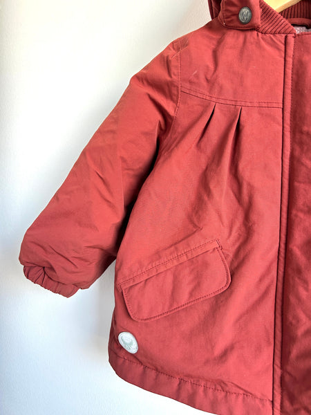 Wheat Maroon and Floral Lined Jacket • 18 months