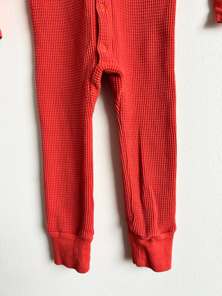 Noble Red Cotton Waffle Romper • 3-4 years