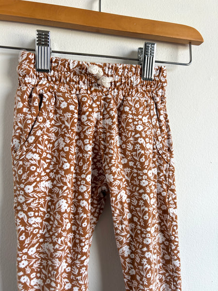 Mebie Baby Brown and White Floral Joggers • 2 years