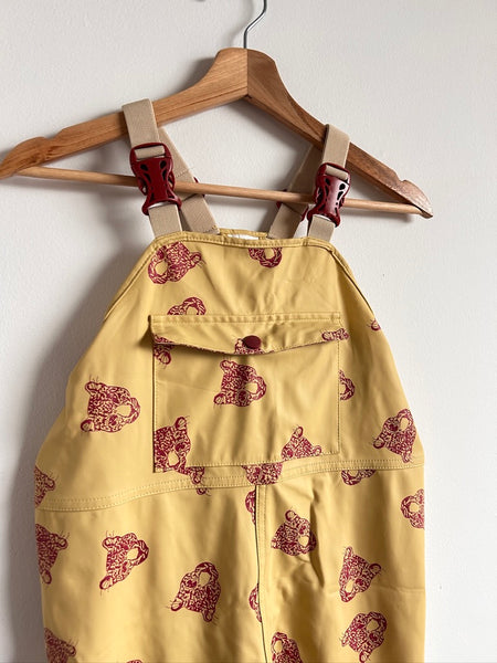 Coco Village Gold Big Cat Suspender Rainpants • 8 years