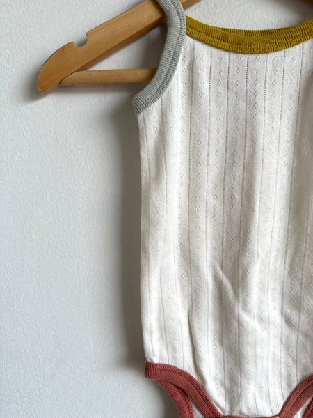 Pehr Pointelle White Tank Onesie • 3-6 months