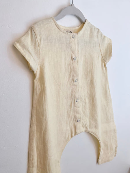 NEW Red Creek Linen Yellow Romper • 6-12 months