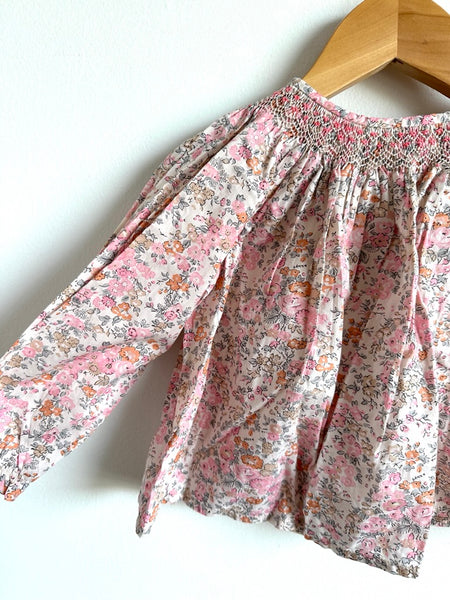 Bonpoint Long Sleeve Smocked Pink Top • 18-24 months