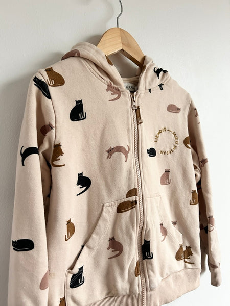 Liewood Cream Cat Zip Up Hoodie • 6-8 years