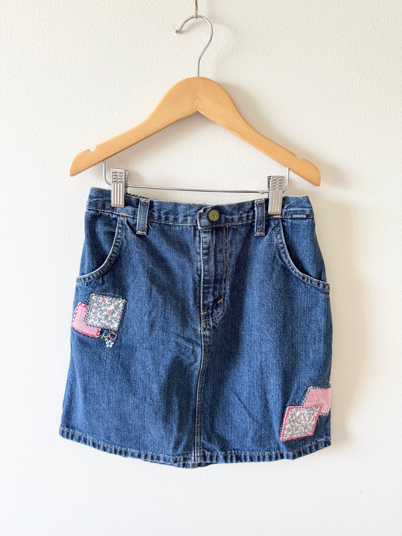 Vintage OshKosh Denim Patchwork Skirt • 6-8 years